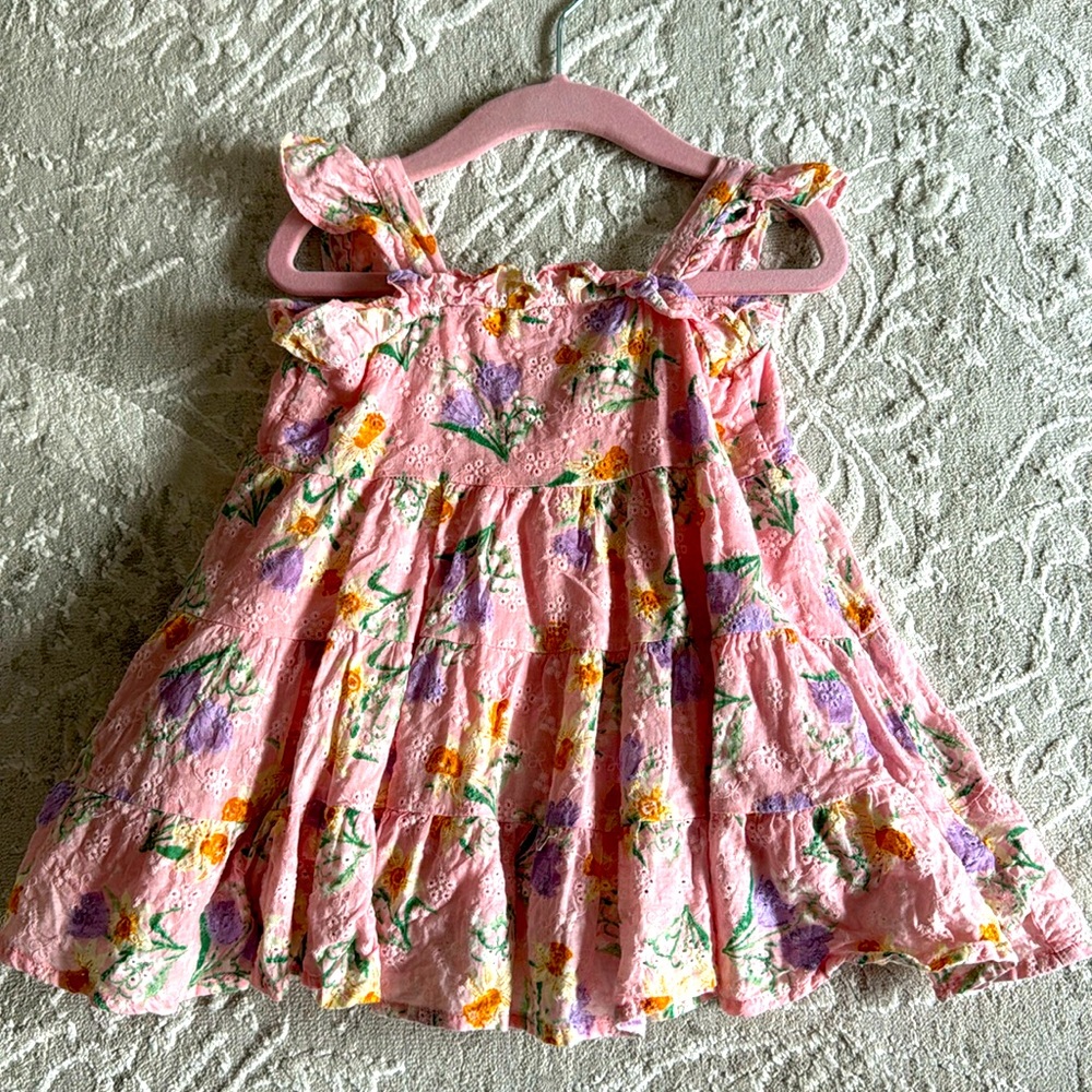 Angel Dear Pink Floral Eyelet Dress (12-18m)